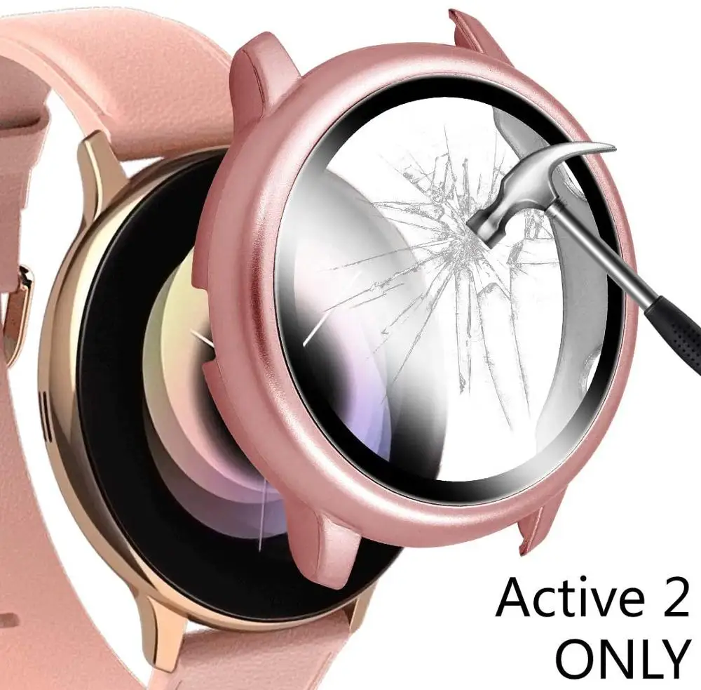 Стекло + чехол для samsung galaxy watch active 2 40 мм 42 защита экрана покрытие аксессуары active2 44
