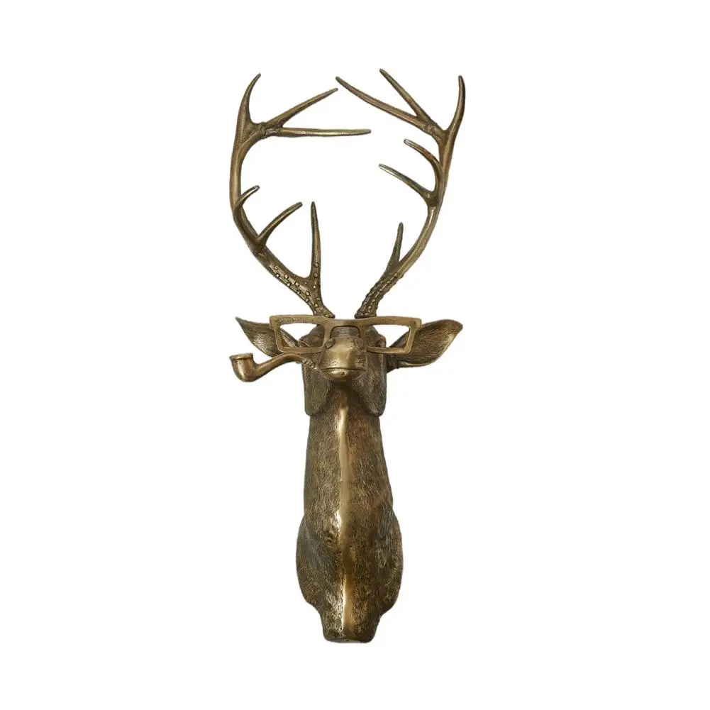 

Animal Head Sculpture - Innovative Antique Deer Head Wall Decor With Glasses Hand-painted And Polished Stag Head Wall Mount Ga