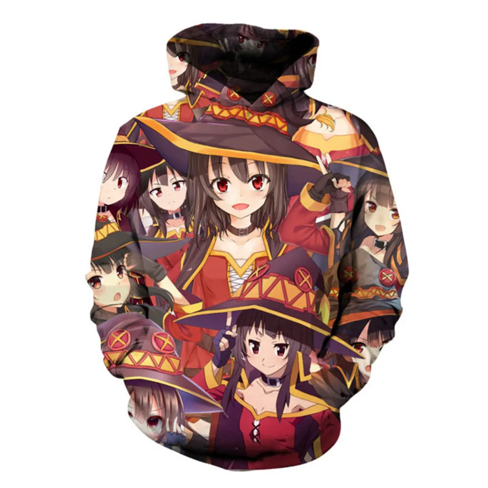 Косплей Аниме девушка Megumin Konosuba Kawaii толстовки с 3D принтом для мужчин и женщин
