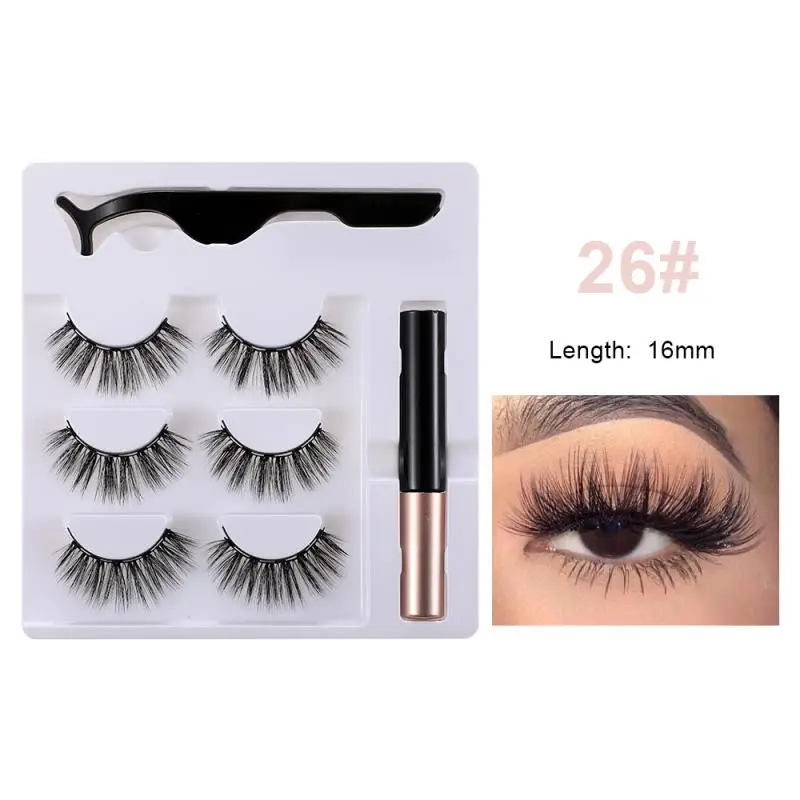 

3 Pairs Magnetic Eyelashes Quantum Natural Magnetic False Eyelashes Waterproof Magnetic Eyeliner&Tweezer Set Magneticas TSLM1