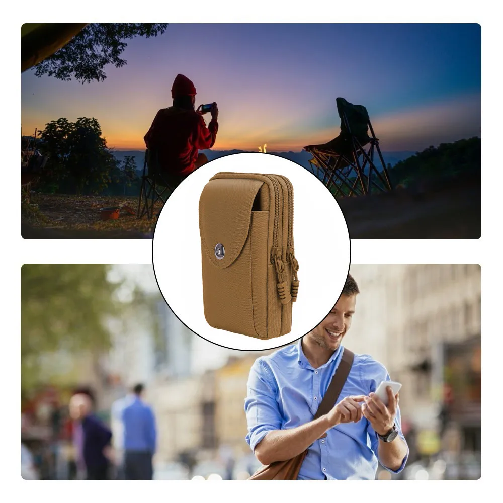 

6" Mobile Phone Pouch Double-layer Waterproof Belt Pocket Uility EDC Storage Gear Bag for Camping Hiking Cycling