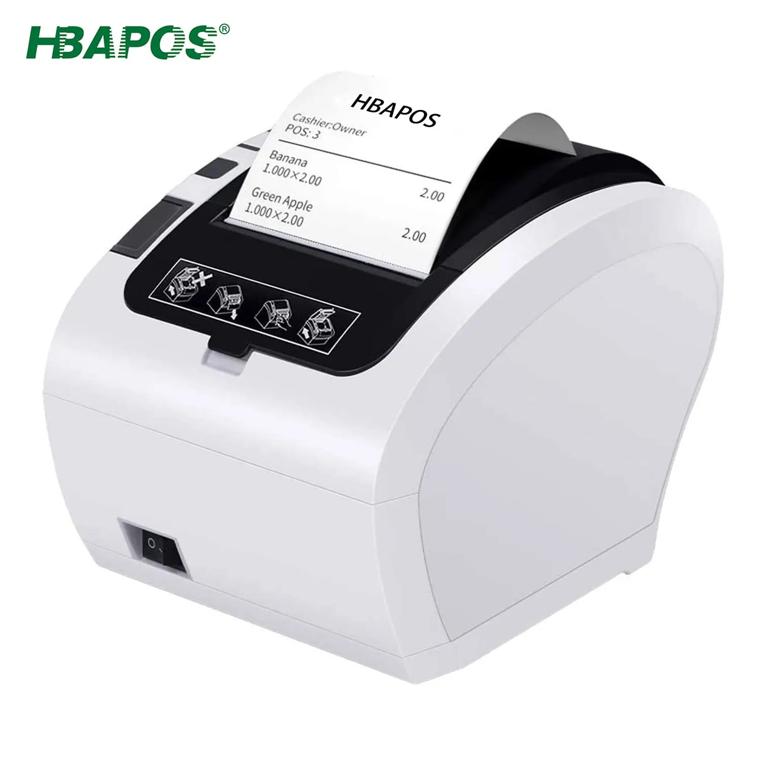 

HBAPOS Thermal Receipt Printer 80mm with USB/Ethernet/RS232 Port Auto-Cutter Work for Windows Mac Chromebook Linux PC POS