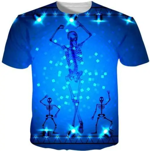 

New Fashion Womens/Mens Skull Funny 3D Print Casual T-Shirt Blue Skull Personality T Shirt For Lovers