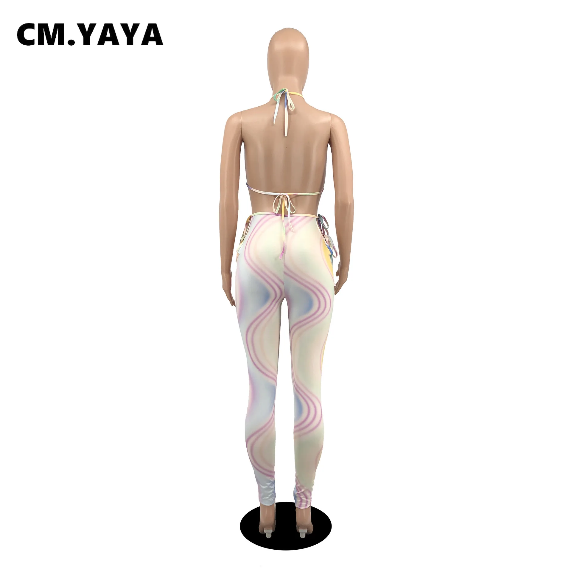 Женский комплект из 2 предметов CM.YAYA летний купальник без рукавов с принтом топ