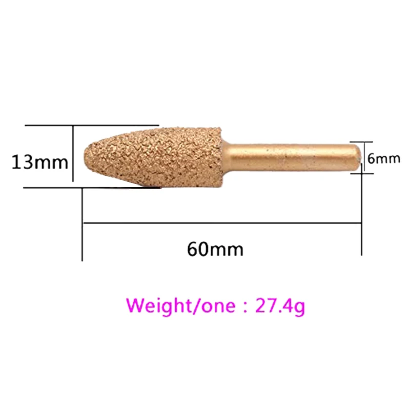 6Pcs 13Mm Tool Holder Vacuum Brazed Diamond Burr Alloy Grinding Head For Stone Jade Peeling Electric Engraving Tools | Инструменты