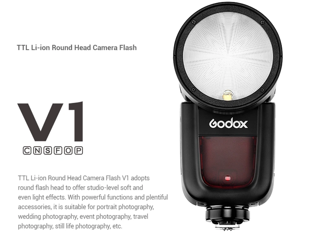 Godox V1 камера ttl литий-ионная вспышка с круглой головкой V1C V1N V1S V1F V1O 2,4G HSS 1/8000s Speedlite для Canon Nikon sony Fuji Olympus