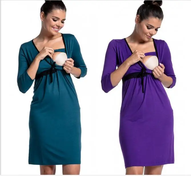 Летнее модное кружевное осеннее женское платье для беременных пеньюар