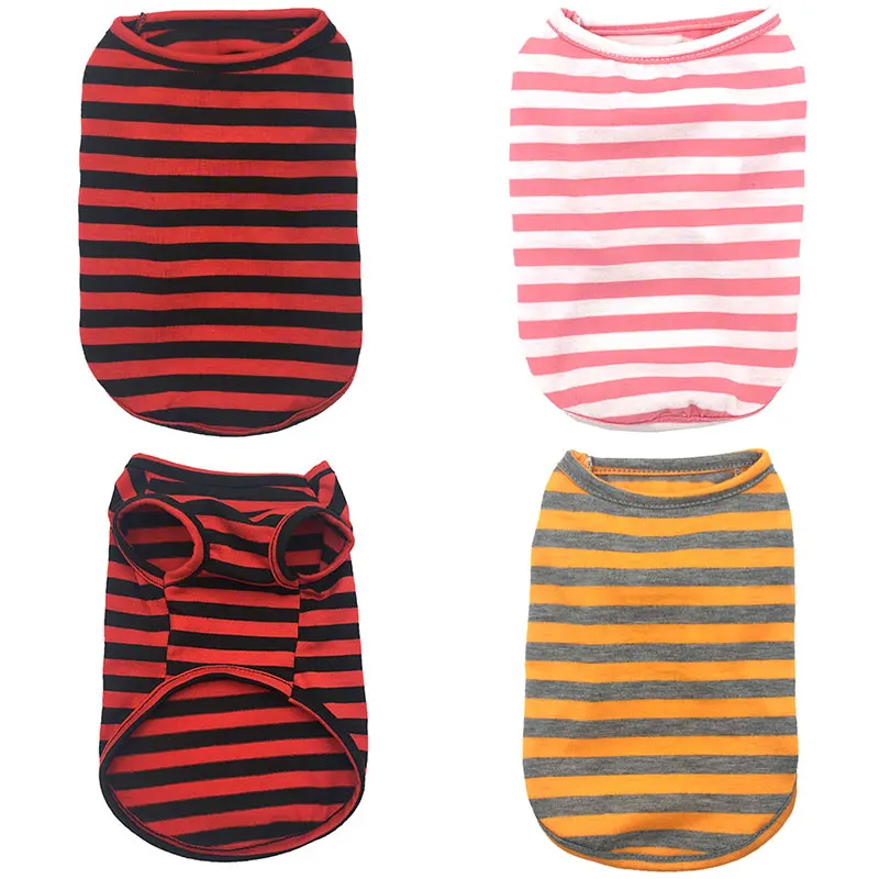 Модная одежда для маленьких собак кошек полосатый жилет летняя футболка