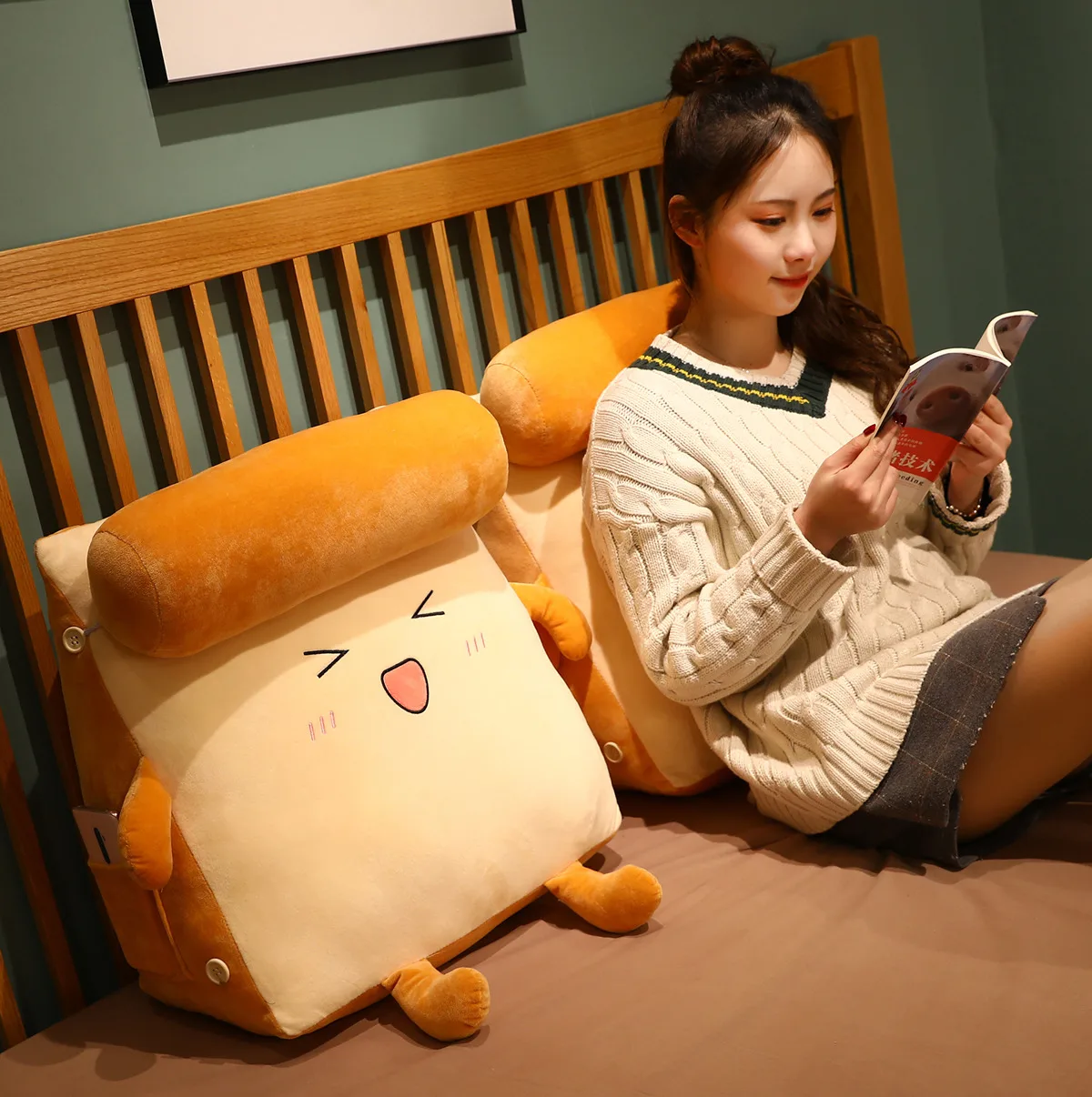 

Creartive 45CM Plush Cute Toast Bread Car Chair Waist Pillow Soft Nice Sofa Bed Cushion For Girlfriend Valentine's Day Gifts