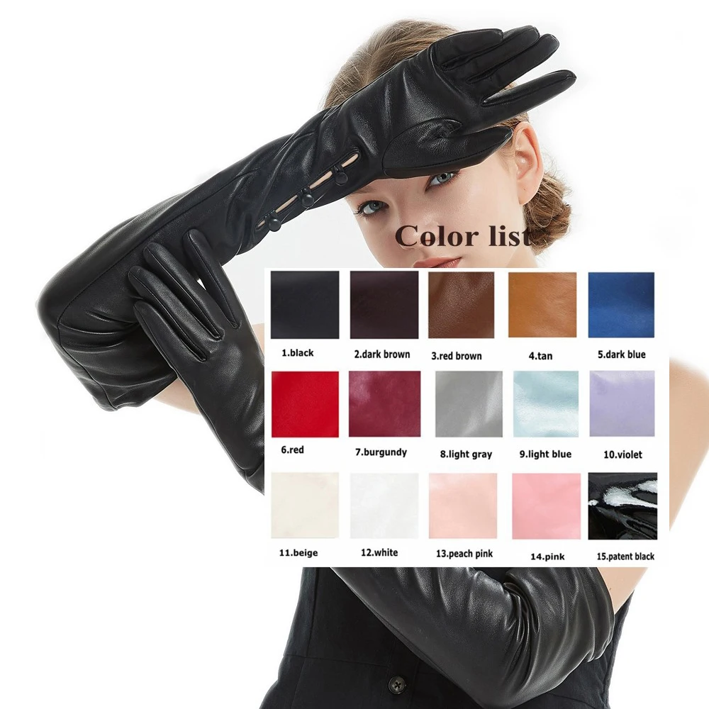 На заказ 40 см до 80 длинные кнопки на запястье (стиль 2) Натуральная овечья кожа