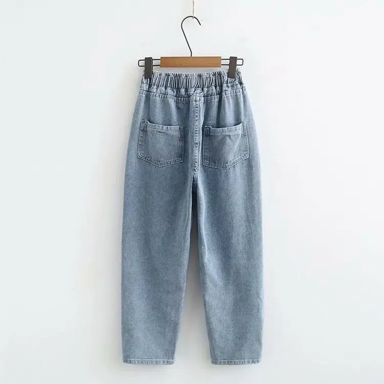 Повседневные джинсы-шаровары размера плюс осень 2019 женские модные свободные
