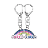 best friend 2 piece set rainbow keychain female alloy key ring bff friendship men and women key chain fashion jewelry gift 2020