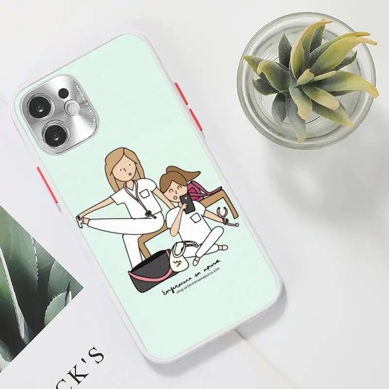 

Spain Cartoon Medicine Doctor Nurse Phone Case Clear matte transparent For white iPhone 7 8 x xs xr 11 12 pro plus max mini
