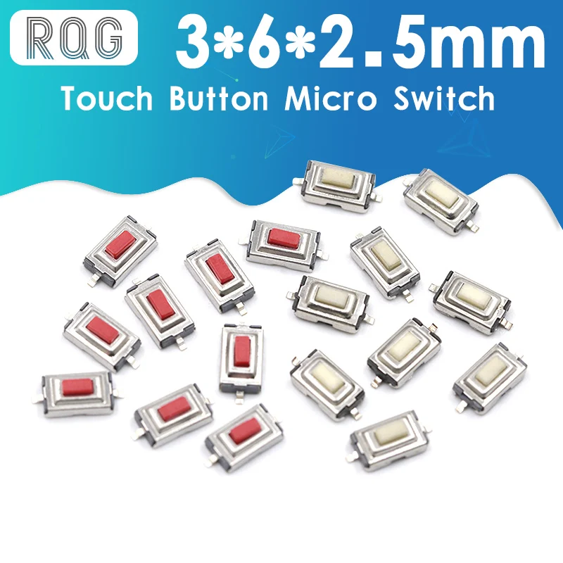 

50pcs/lot SMT 3x6x2.5MM 2PIN Tactile Tact Push Button Micro Switch G73 Self-reset Momentary