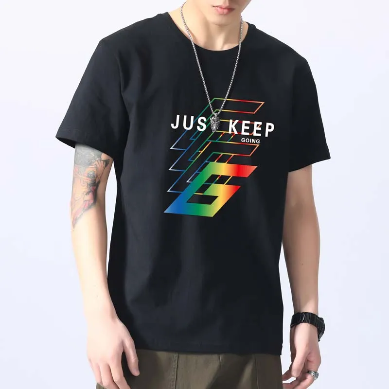 Футболка мужская с рисунком хлопок короткий рукав брендовая уличная одежда в