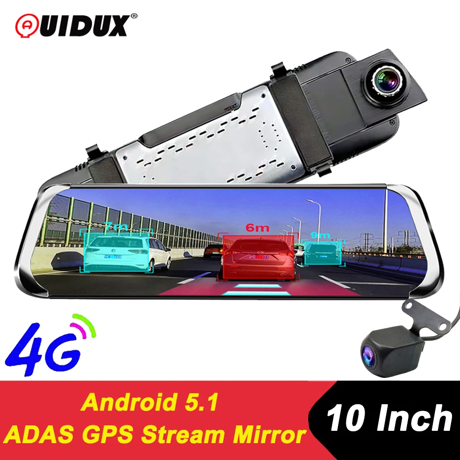 Зеркало видеорегистратор QUIDUX 10 дюймов 4G Android 5 1 Wi Fi ADAS GPS FHD 1080P|Видеорегистраторы| |
