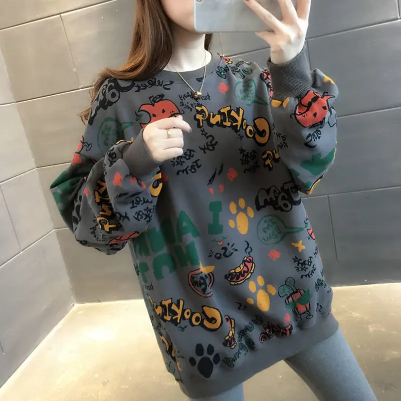 

Fall/winter new foreign style ins Wei Yi female 100.00kg Korean style loose fat mm coat female plus fat plus size base shirt