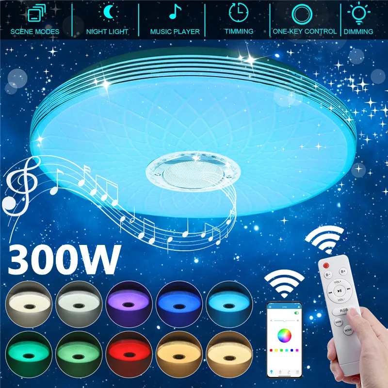 

300W Modern RGB LED Ceiling Light Home Lighting APP bluetooth Music Light Smart Ceiling Lamp With Remote Control AC220V/85-265V