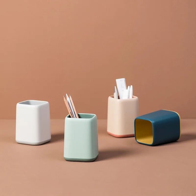 

YHSMTG New Arrival Simple Series ABS Pen Holder Desk Organizer Storage Box Kawaii School Office Stationery