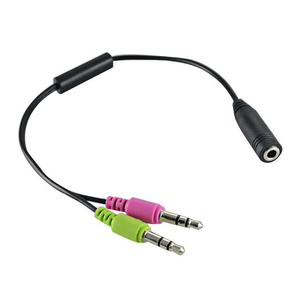 

3.5mm AUX Audio Mic Y Splitter Cable Earphone Headphone 2 Male To 1 Female 20CM