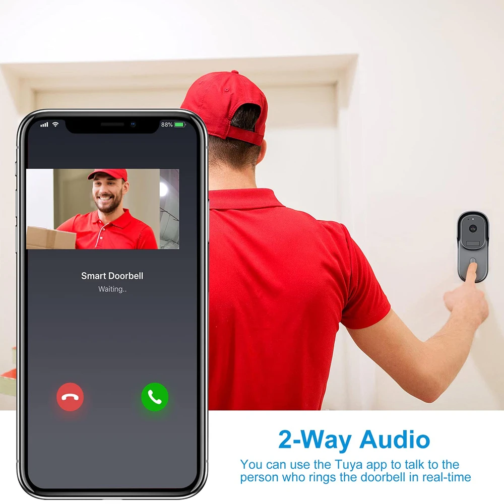 Tuya Smart Home Doorbell 2MP 1080P Door Peephole Camera WiFi Wireless Bell Audio Video Intercom For Google Alexa Life | Безопасность и