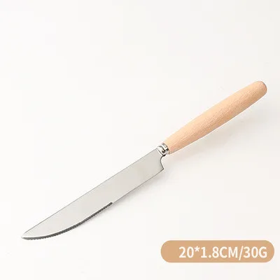 

1PCS Stainless Steel Cutlery Wooden Handle Dinner Fork Dessert Spoon Knife Teaspoon Fruit Forks Kitchen Accessories Tableware