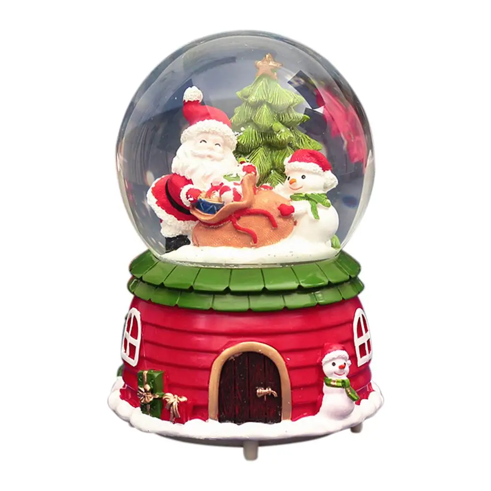 Светящаяся музыкальная шкатулка Санта Клаус снежный шар ручной работы