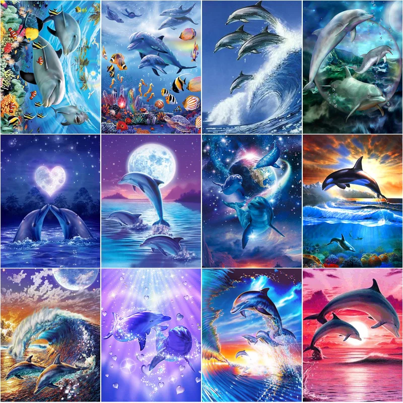 

5D алмазная живопись «сделай сам», дельфин, алмазная вышивка, полная круглая и квадратная вышивка, Алмазная мозаика, вышивка крестиком, домаш...