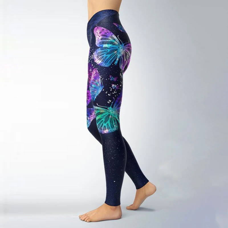 2021 New Fashion 3D Butterfly Plus Size Leggings for Women High Waisted Sweatpant Woman Pant Holographic Workout Legging Trouesr