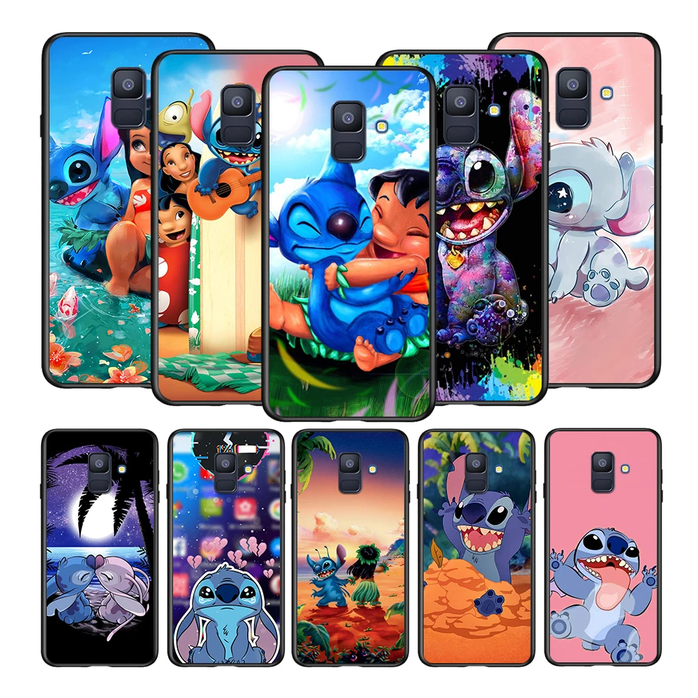 Милый мультяшный Стич для Samsung Galaxy A8 A9 A7 A750 A6 A5 A3 A6S A8S Star Plus 2016 2017 2018 черный мягкий