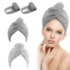 Полотенце из органического бамбукового волокна, Быстросохнущий тюрбан с кнопками для лица, ванны, макияжа, полотенце для мытья лица