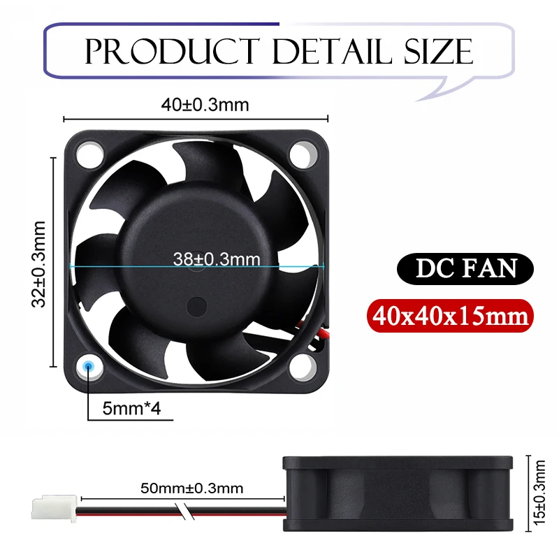 

2Pcs Gdstime DC 5V 12V 24V Fan 40mm 4015 Micro Dual Ball Brushless Humidifier Radiator 4cm 40MMx15MM Laptop Computer Cooling Fan