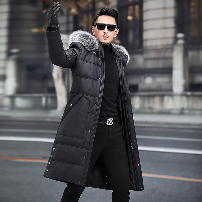 Мужская кожаная куртка из натуральной овечьей кожи мужское теплое зимнее пальто