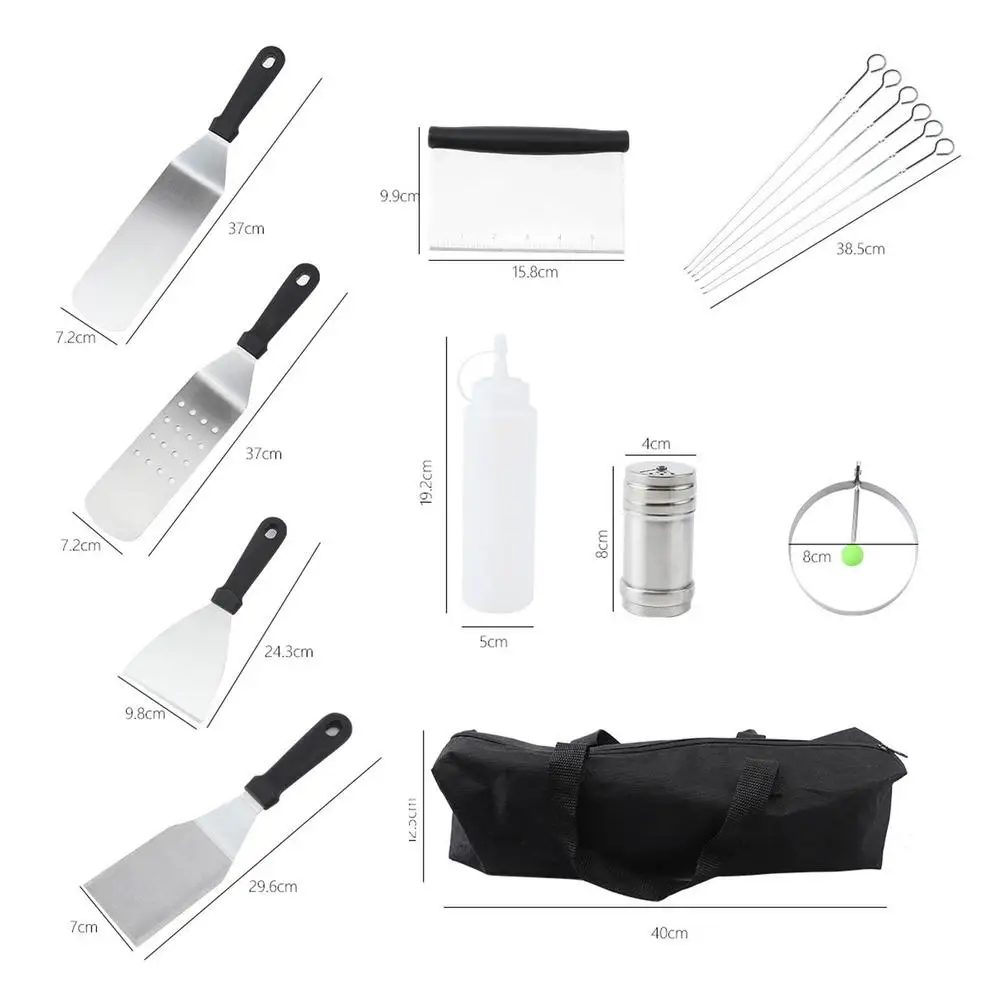 

17pcs BBQ Grill Set Stainless Steel Spatula BBQ Tools For Pancake Teppanyaki Griddle Cooking Utensil DIY Kitchen Barbecue Tool