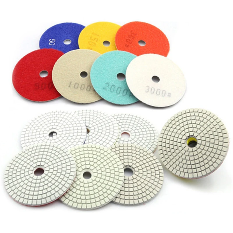 7 шт. 4 дюйма Алмазный влажный шлифовальный диск гибкий полировальный + 1 шт M10