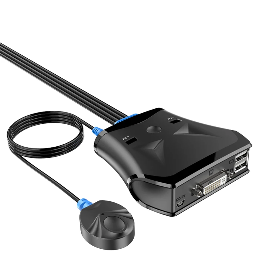 DVI KVM переключатель коробка 2X1USB DVI KVM переключатель кабель со встроенным DVI и USB кабель для ПК laptpp мониторов