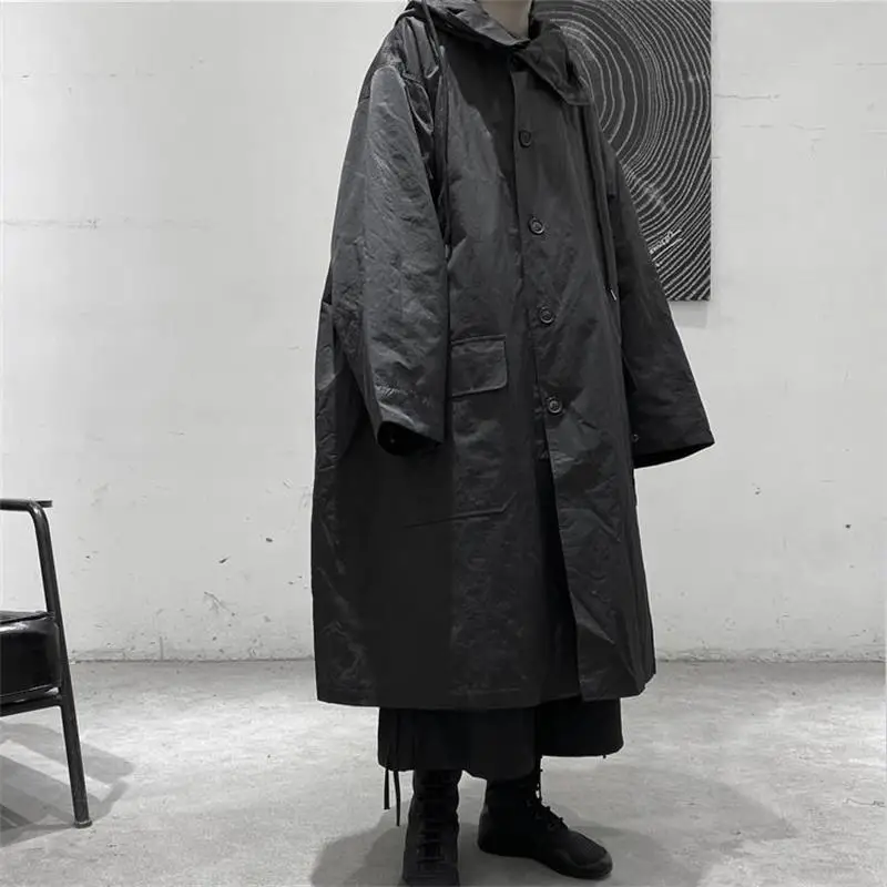Men's Hooded Long Cotton-Padded Coat Winter New Harajuku Style Style Classic Simple Couples With Loose Large Size Coat