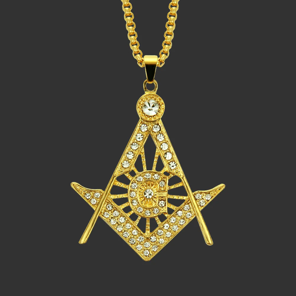 Популярные Хип-хоп мозаичный Циркон масонский кулон модная цепочка ожерелье