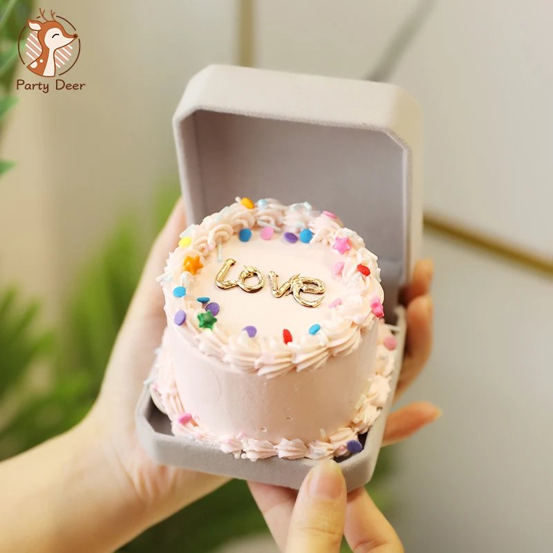 

Celebrity ring jewelry box cake mini proposal valentine's day dessert box Love Cake Packing box cake Tin Love Gifts