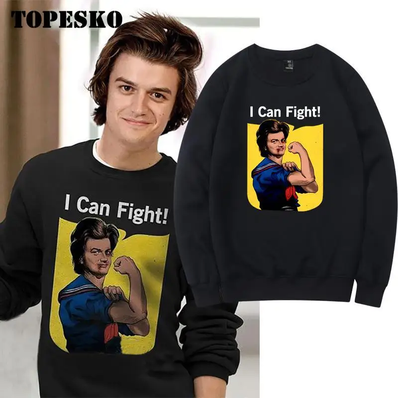 TOPESKO странные вещи Steve толстовки мужские I Can Fight Повседневный объемный пуловер толстовка с длинным рукавом Harajuku XXXL Толстовка