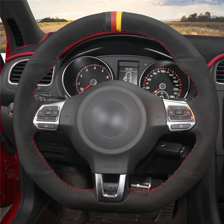 Чехол на руль MEWANT из черной замши для Volkswagen Golf 6 GTI MK6 VW Polo Scirocco R Passat CC R-Line 2010