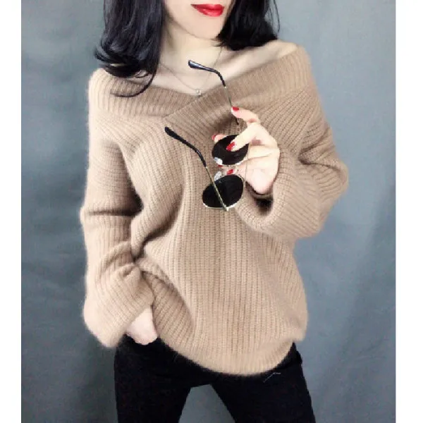 Женский мохеровый свитер свободный утепленный хлопковый из 2019 мохера с