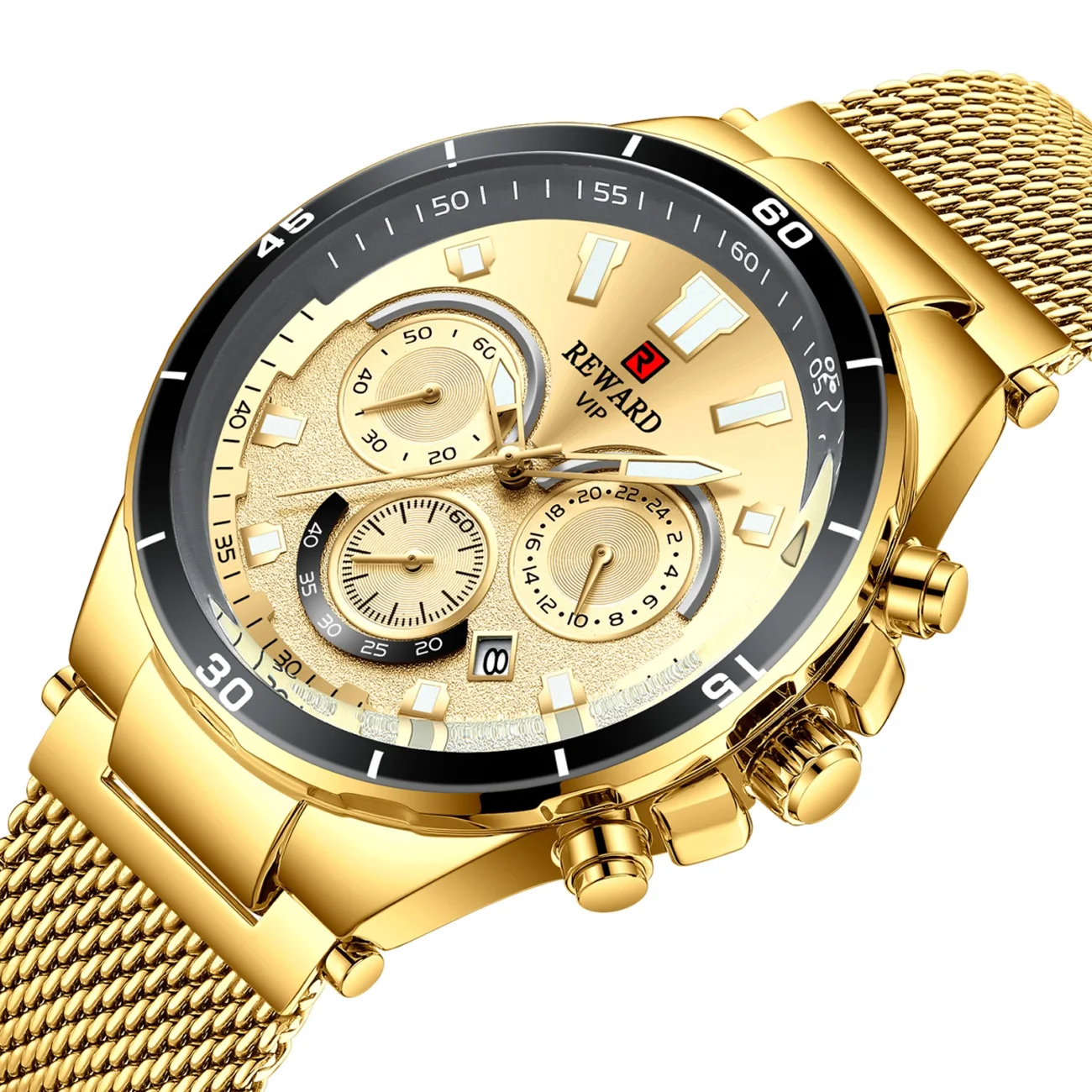 REWARD Chronograph Men Watch Luxury Brand Gold Full Steel Business Quartz Watches Men Sport Military Wrist Watch Analog Quartz