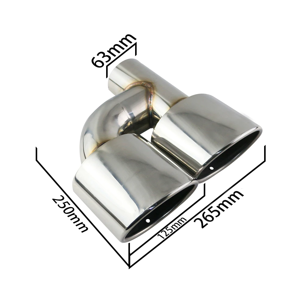 1 пара наконечников выхлопных газов L &amp R 63 мм входная хромированная Серебристая