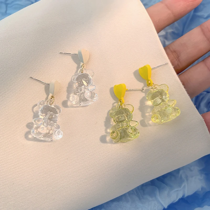 

PUNKI 2021 Color Resin Geometric Bear Earrings Ladies and Girls Summer Hot Sale Gifts Jewelry Jewelry