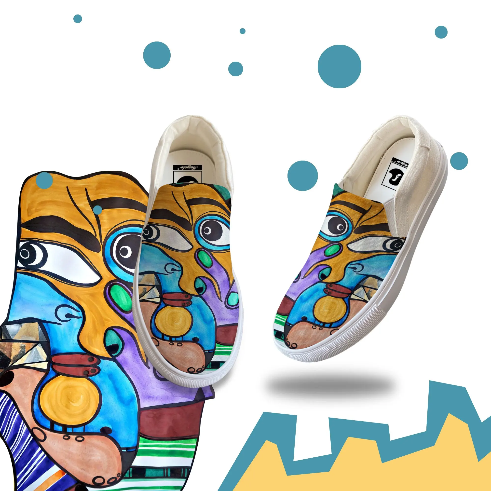 

Women Casual Slip-On Canvas Sneaker Oil Painting Custom Own Shoes Rubber Sole Handmade Yellow New Fashion Luxury Shoes