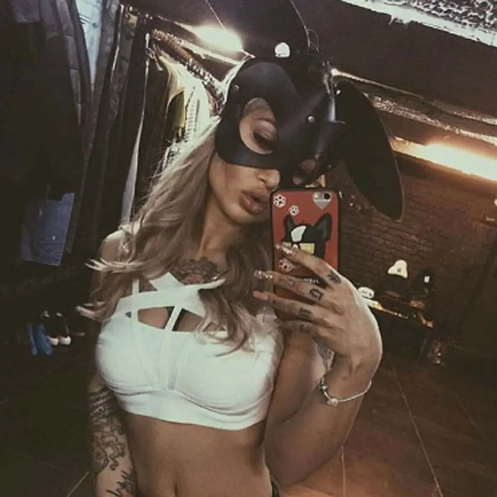 Милый костюм на Хэллоуин маскарадный длинные уши кролика Половина маска бандаж