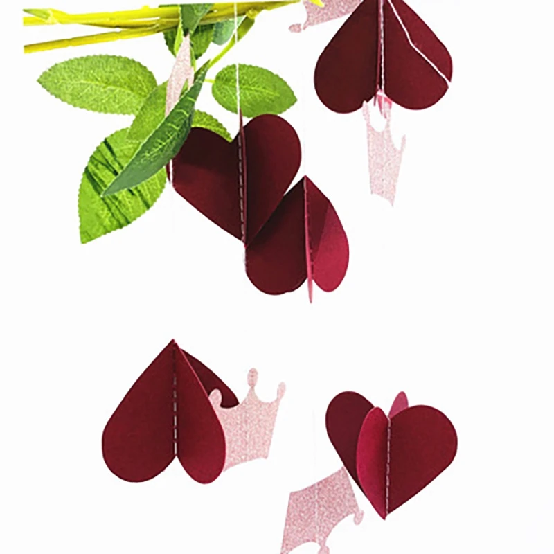 3D Золотой розовый сердце Корона бумага Гарланд принцесса флаги с днем рождения