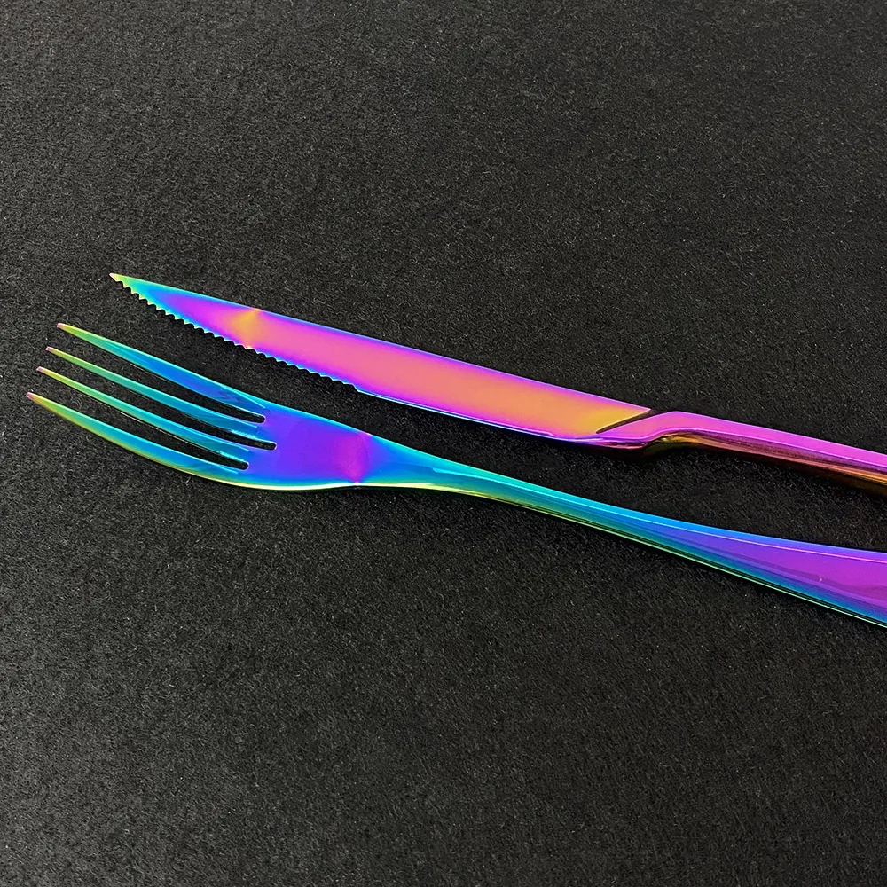 Столовая посуда из нержавеющей стали Rainbow 304 столовая вилка нож для стейка чайная