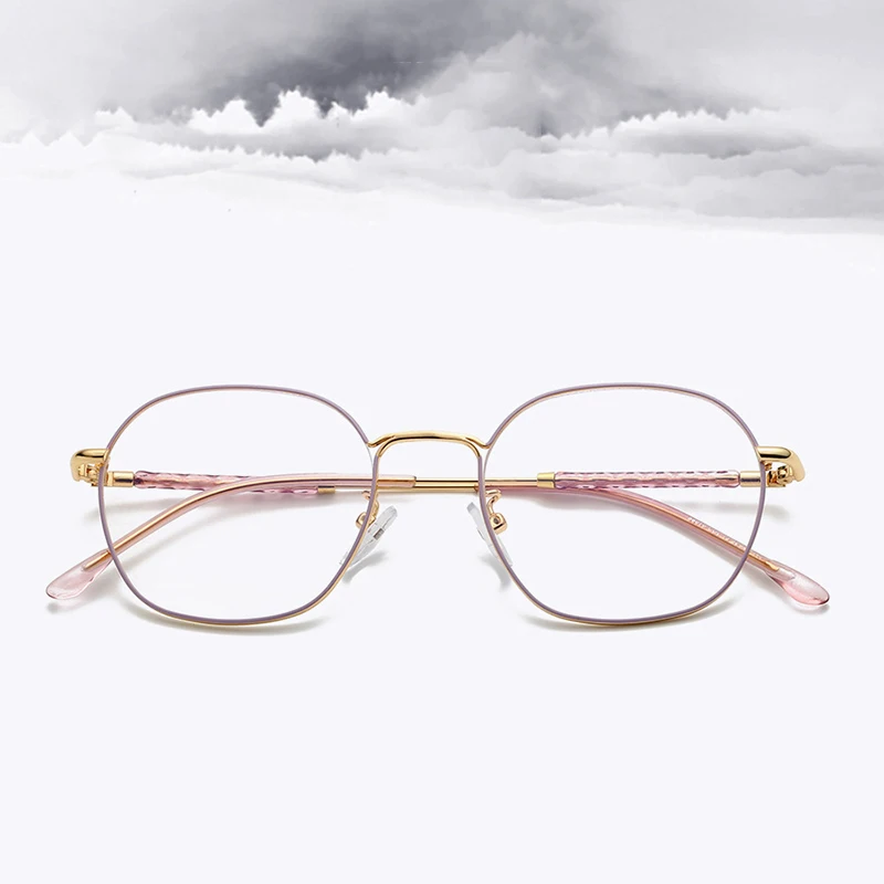 Ретро полигональные очки оправа для женщин сплав квадратные красные розовые